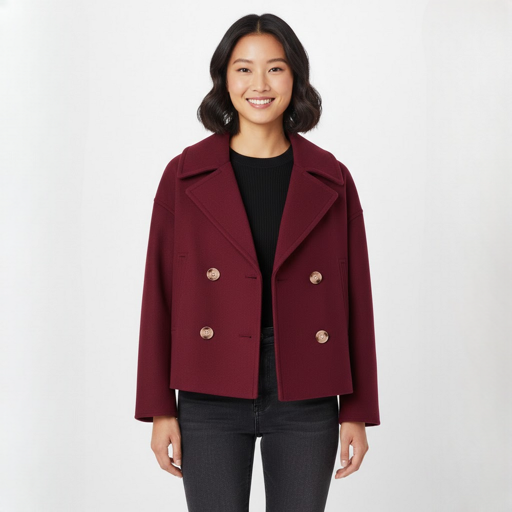 Noëlle Women's Short Coat Double Breasted – Wool Blend & Elegant Style