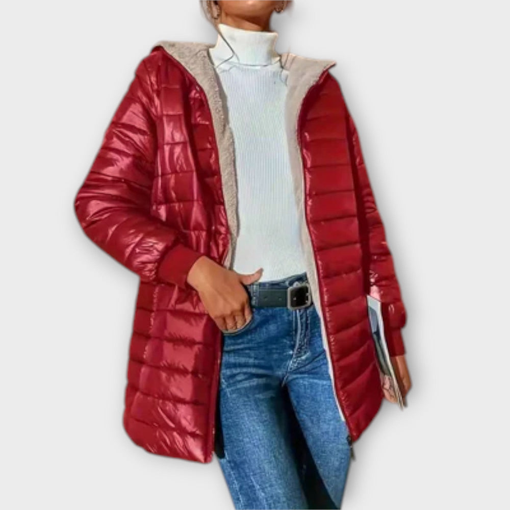 Lillian Women's Quilted Winter Coat – Warm Sherpa Lining with Quilted Design & Ribbed Cuffs