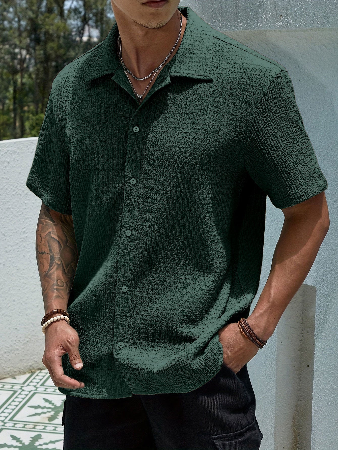 Marjhun Men's Shirt – Elegant & Comfortable Textured Button-Down Shirt for a Casual Look