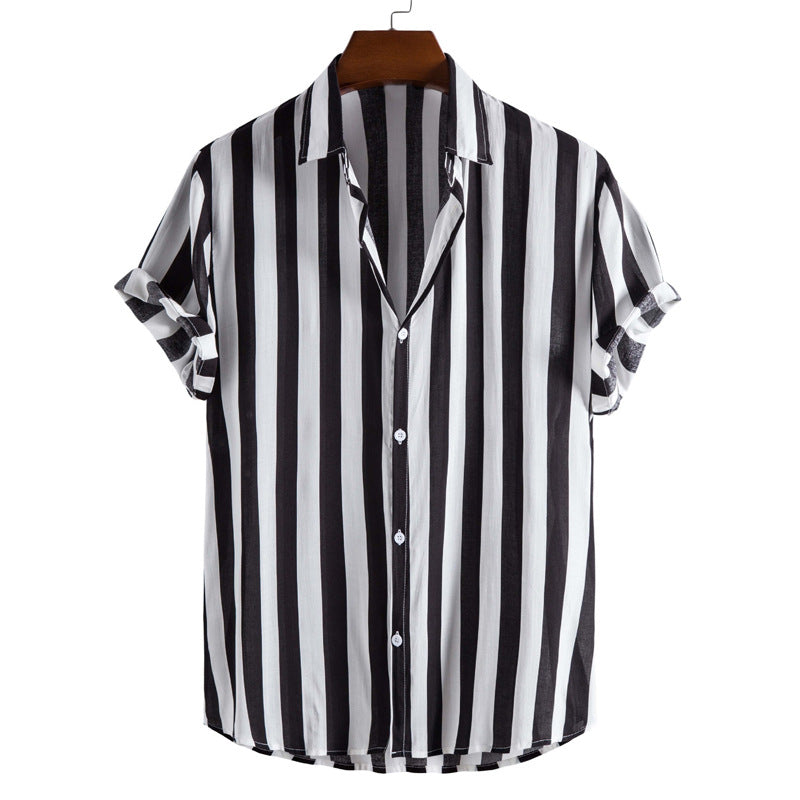 Liam Men's Shirt – Elegant & Lightweight Short Shirt with Vertical Stripes for Chic Summer