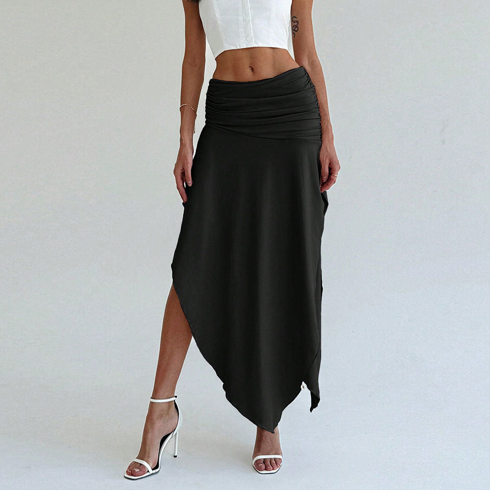Mena Midi Skirt Women – High Waist, Gathered Belt & Elegant Asymmetric Hem