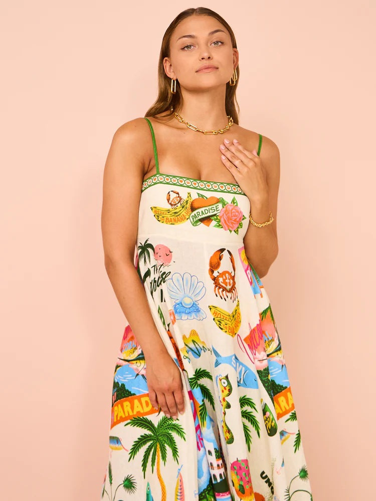 Ara Summer Dress Women – Light Linen Dress with Adjustable Straps & Discreet Pockets