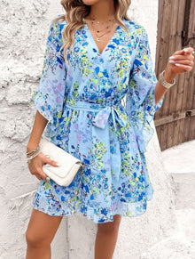 Emily Robe Wallet Woman – Light Dress with Floral Print with Adjustable Belt & Ruffles