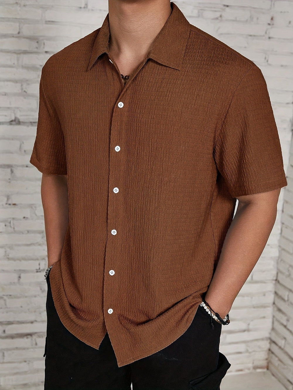 Marjhun Men's Shirt – Elegant & Comfortable Textured Button-Down Shirt for a Casual Look