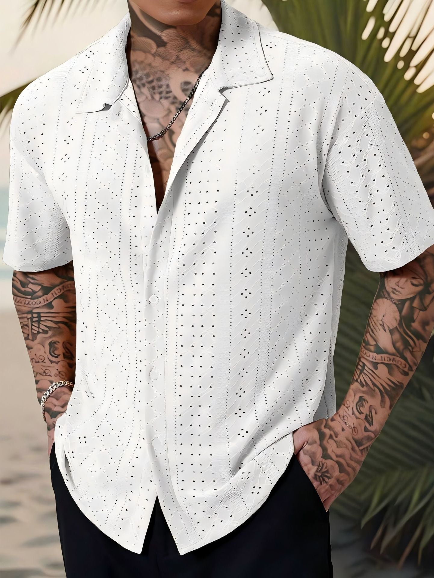 Marjhun Men's Shirt – Elegant & Comfortable Textured Button-Down Shirt for a Casual Look