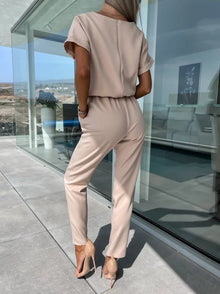 Tessa Elegant Women's Jumpsuit – Chic Short Sleeve Outfit for Summer & Casual Occasions