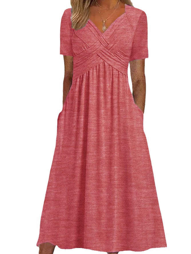 Elisabeth Midi Dress Woman – Elegant Dress with V-Neck, Fluid Cut & Timeless Style