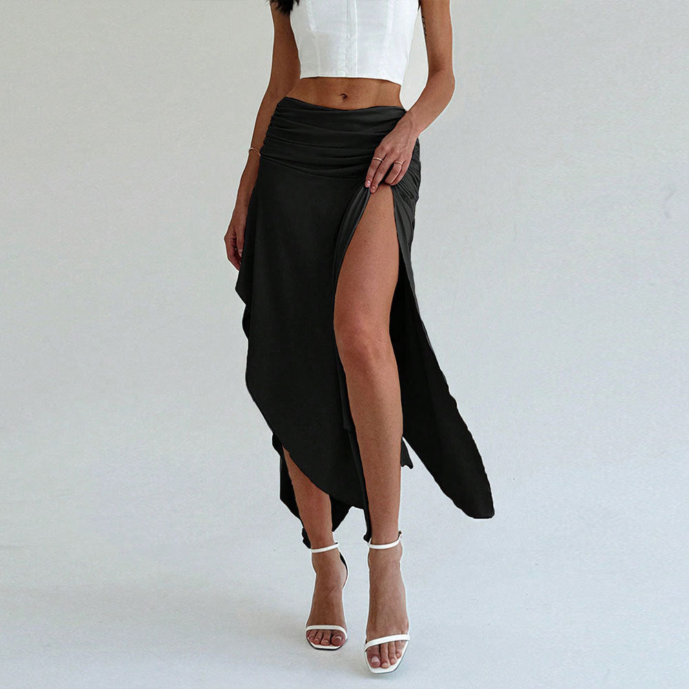 Mena Midi Skirt Women – High Waist, Gathered Belt & Elegant Asymmetric Hem