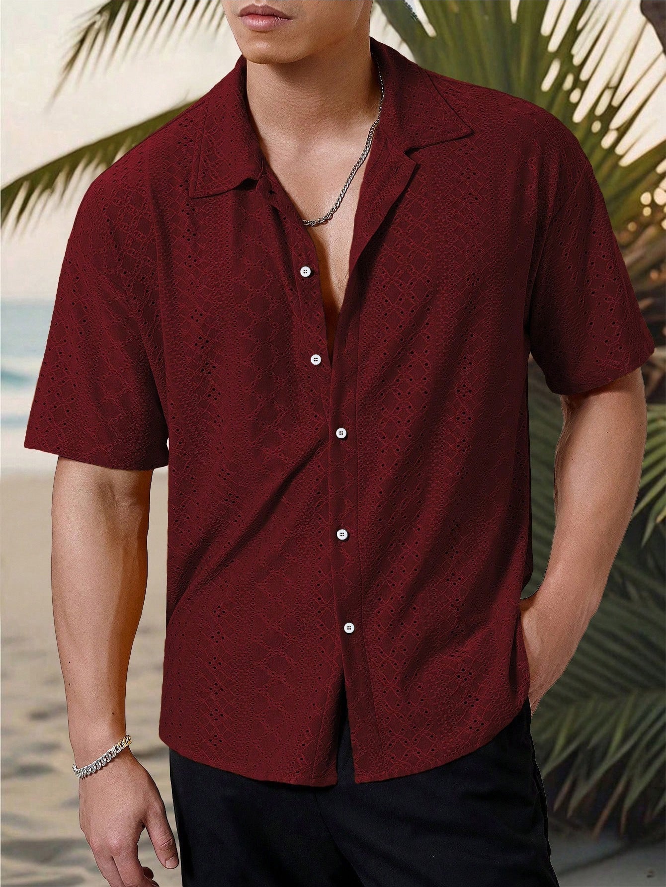 Marjhun Men's Shirt – Elegant & Comfortable Textured Button-Down Shirt for a Casual Look