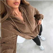 Adelyn Women's Jacket – Soft & Warm Plush Zip-Up Hoodie Cardigan for Autumn/Winter