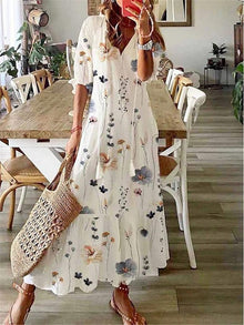 Amelia Long Dress for Women – Elegant Vintage Dress with Flowing Cut & Refined Detail