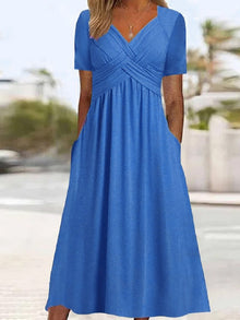 Elisabeth Midi Dress Woman – Elegant Dress with V-Neck, Fluid Cut & Timeless Style