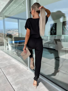 Tessa Elegant Women's Jumpsuit – Chic Short Sleeve Outfit for Summer & Casual Occasions