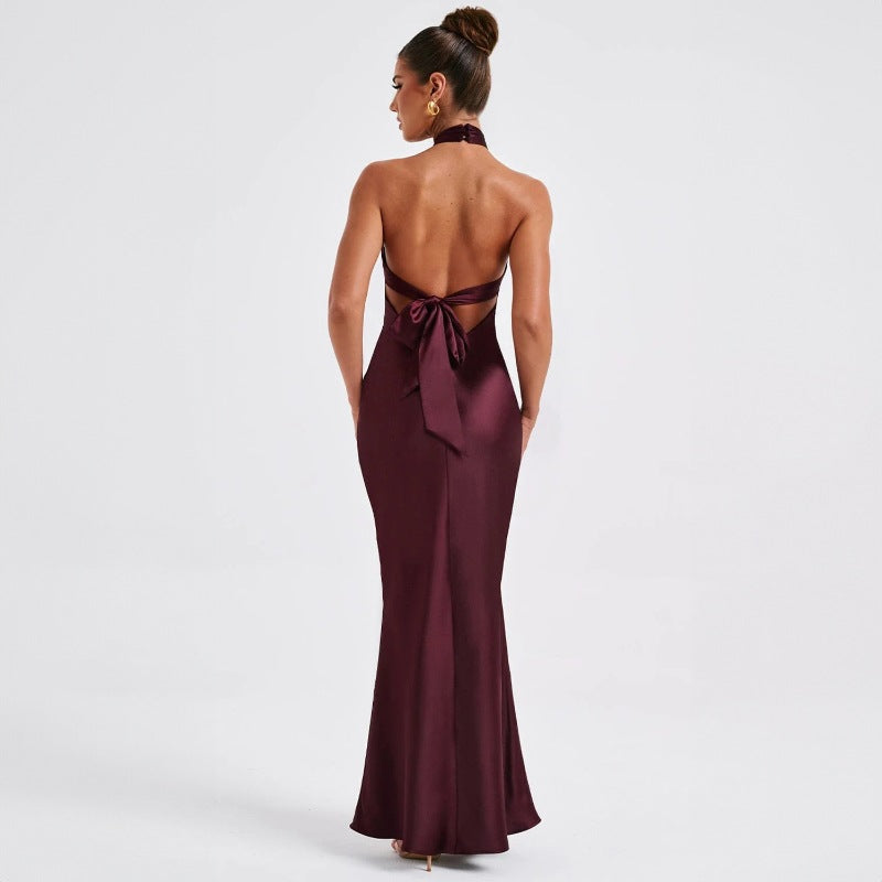 Mila Long Dress Woman – Summer Dress Sleeveless with Open Back, Knotted Detail & Elegant Cut