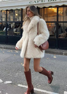 Monroe Winter Coat Synthetic Fur Woman – Casual Soft Fit with Wide Collar
