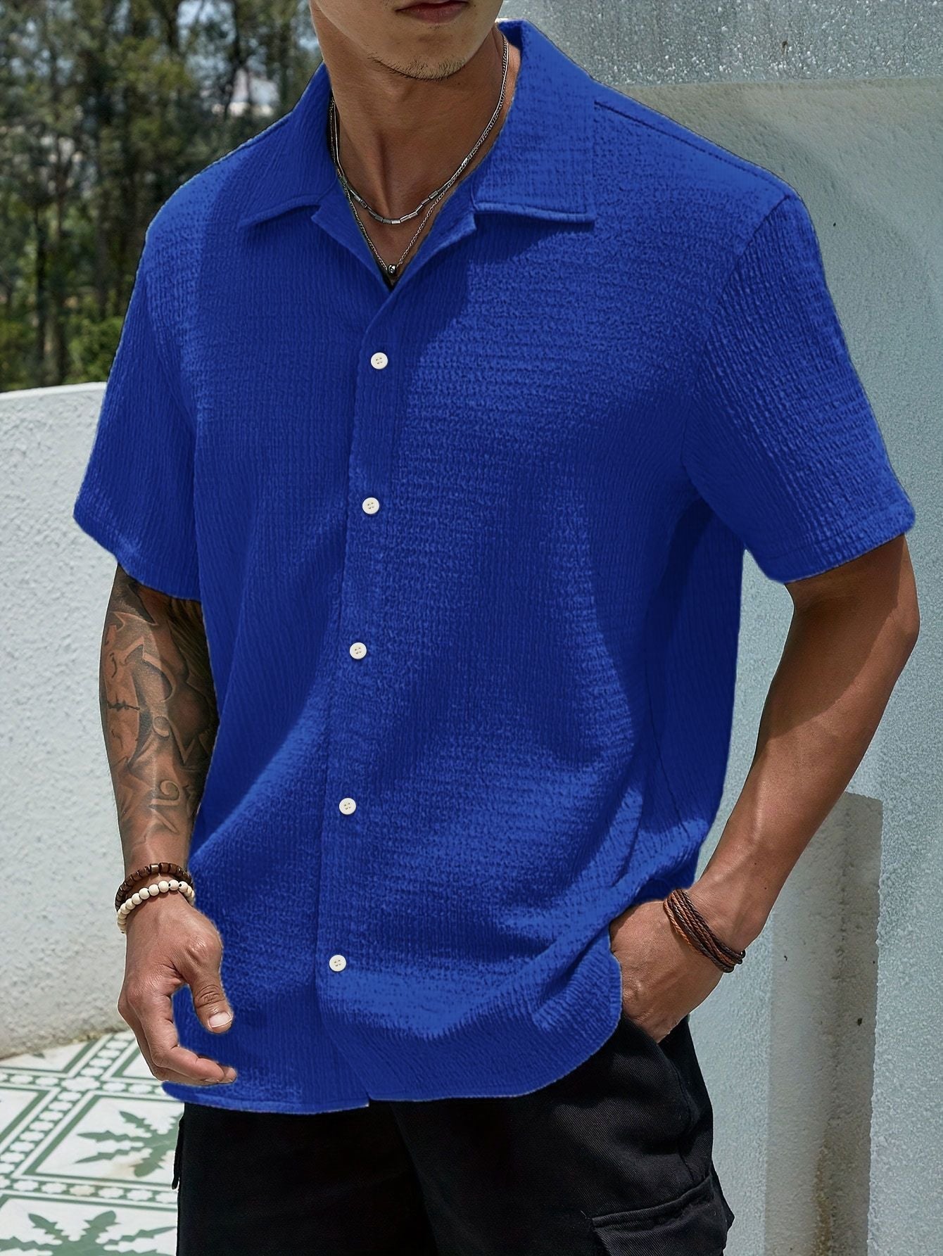 Marjhun Men's Shirt – Elegant & Comfortable Textured Button-Down Shirt for a Casual Look