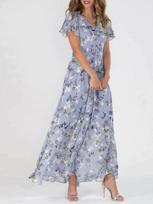 Irene Robe Maxi Femme – Flattering V Neck, Light Floral Print & Comfortable Fit