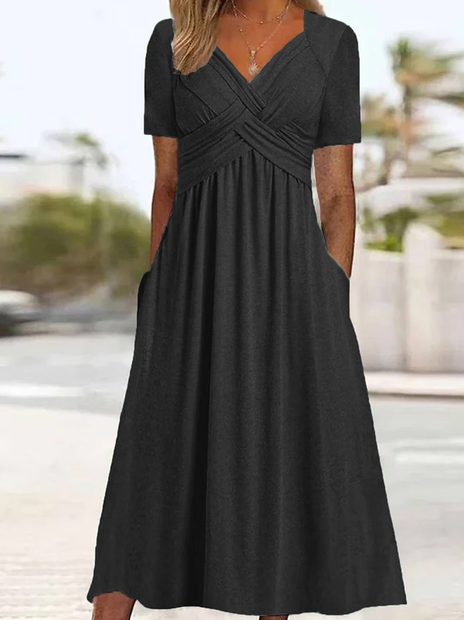 Elisabeth Midi Dress Woman – Elegant Dress with V-Neck, Fluid Cut & Timeless Style