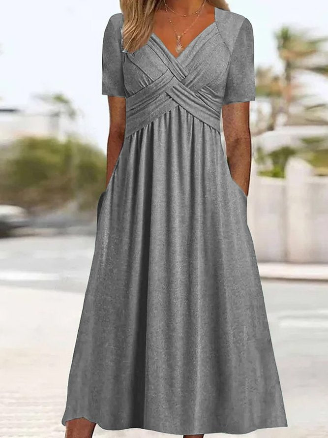 Elisabeth Midi Dress Woman – Elegant Dress with V-Neck, Fluid Cut & Timeless Style