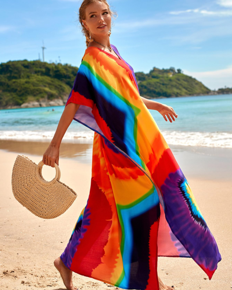 Olive Plus Size Women's Kaftan – Flowing Maxi Beach Dress, Loose Fit & Bohemian Style