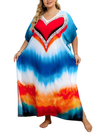 Olive Plus Size Women's Kaftan – Flowing Maxi Beach Dress, Loose Fit & Bohemian Style