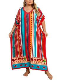 Olive Plus Size Women's Kaftan – Flowing Maxi Beach Dress, Loose Fit & Bohemian Style