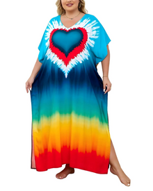 Olive Plus Size Women's Kaftan – Flowing Maxi Beach Dress, Loose Fit & Bohemian Style