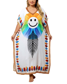 Olive Plus Size Women's Kaftan – Flowing Maxi Beach Dress, Loose Fit & Bohemian Style