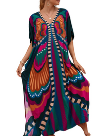 Olive Plus Size Women's Kaftan – Flowing Maxi Beach Dress, Loose Fit & Bohemian Style