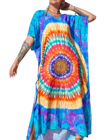 Olive Plus Size Women's Kaftan – Flowing Maxi Beach Dress, Loose Fit & Bohemian Style