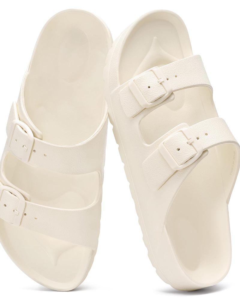 Olyra Women's Sandals – Comfortable EVA Slides with Double Adjustable Buckle & Arch Support