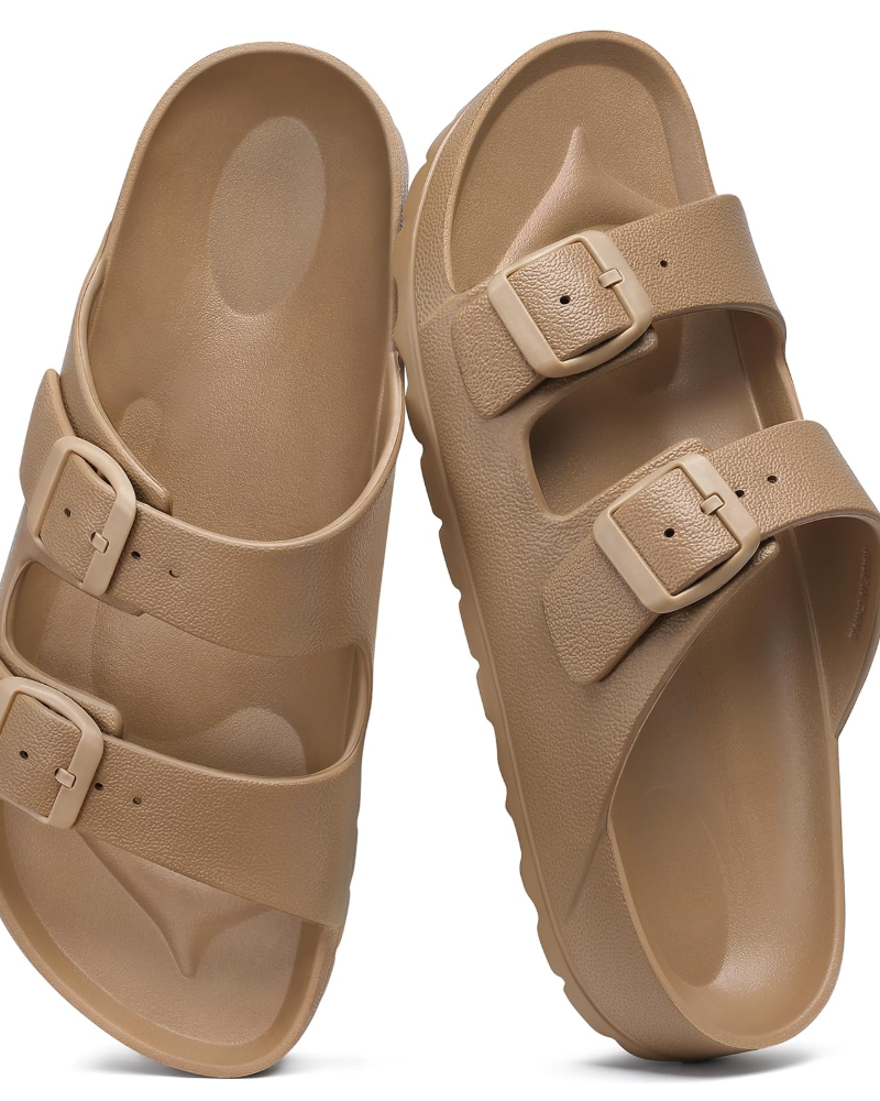 Olyra Women's Sandals – Comfortable EVA Slides with Double Adjustable Buckle & Arch Support