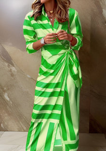 Women's Wrap Dress Amelia – Striped Crossed Dress with Flattering Cut & Light Comfort