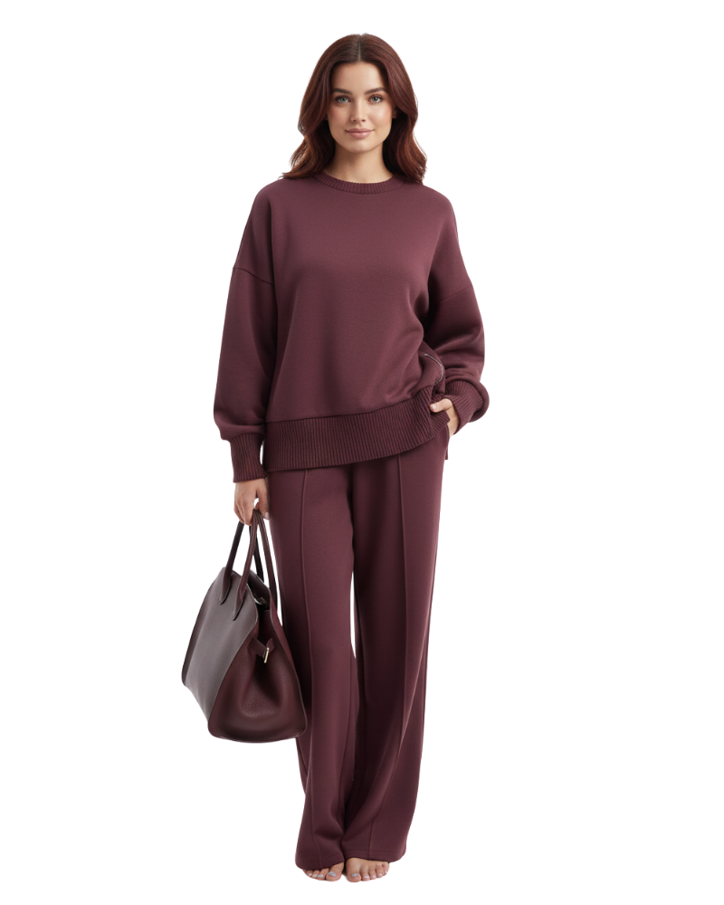 Lindy Elegant Women's Loungewear Set – Oversized Sweatshirt & Wide Comfortable Chic Pants