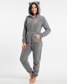 Ellie Women's Fleece Jumpsuit – Soft and Warm Onesie with Hood & Zipper Closure