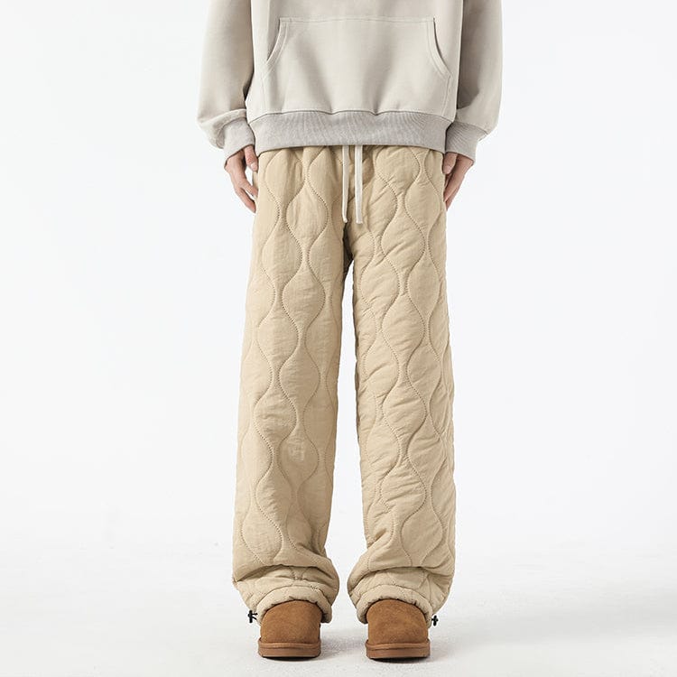 Logan Winter Quilted Pants Men – Warm Fleece Lined Pants with Loose Fit & Elastic Waistband