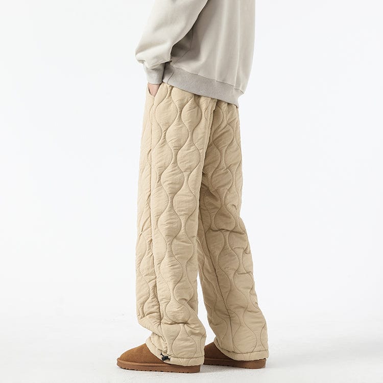 Logan Winter Quilted Pants Men – Warm Fleece Lined Pants with Loose Fit & Elastic Waistband