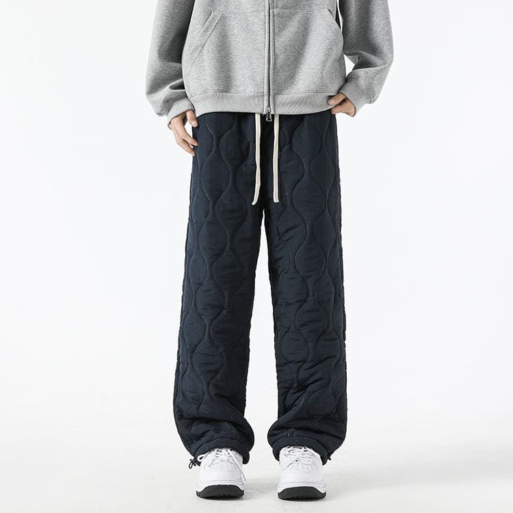 Logan Winter Quilted Pants Men – Warm Fleece Lined Pants with Loose Fit & Elastic Waistband