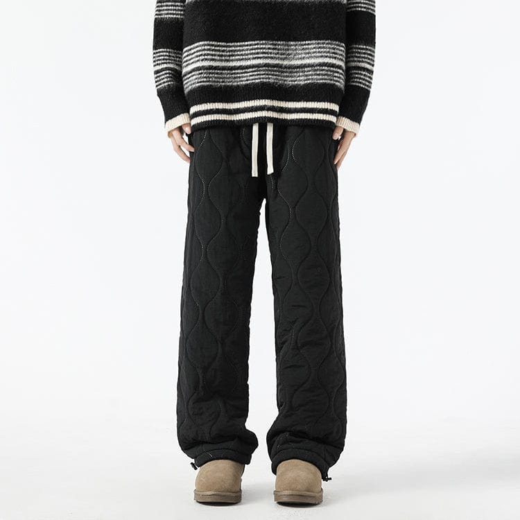 Logan Winter Quilted Pants Men – Warm Fleece Lined Pants with Loose Fit & Elastic Waistband