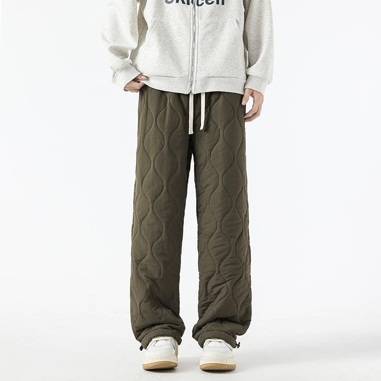 Logan Winter Quilted Pants Men – Warm Fleece Lined Pants with Loose Fit & Elastic Waistband