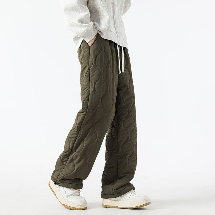 Logan Winter Quilted Pants Men – Warm Fleece Lined Pants with Loose Fit & Elastic Waistband