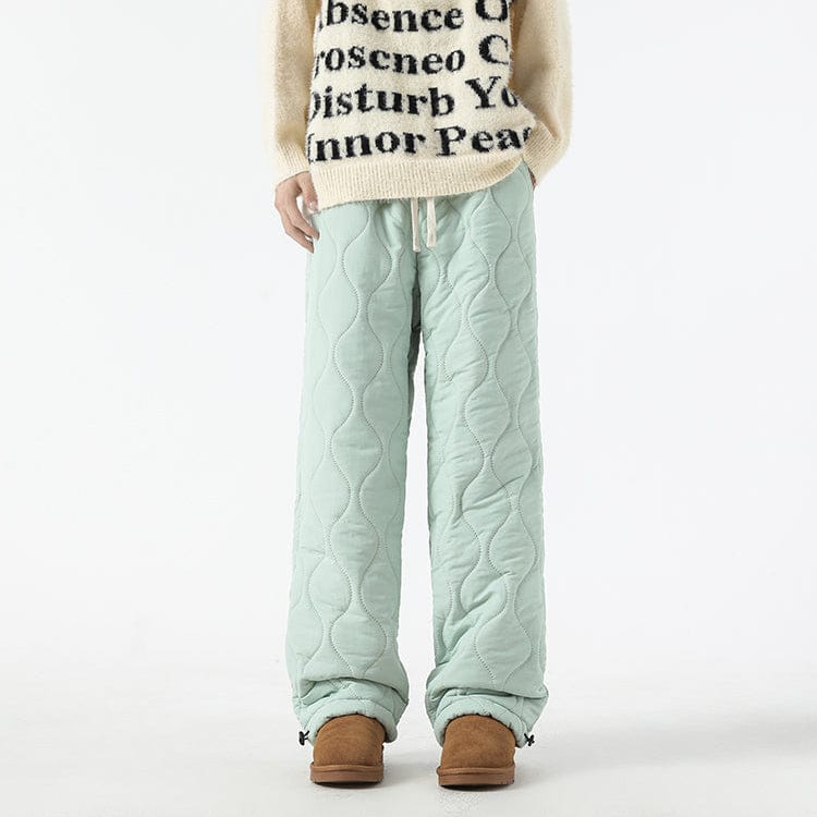 Logan Winter Quilted Pants Men – Warm Fleece Lined Pants with Loose Fit & Elastic Waistband