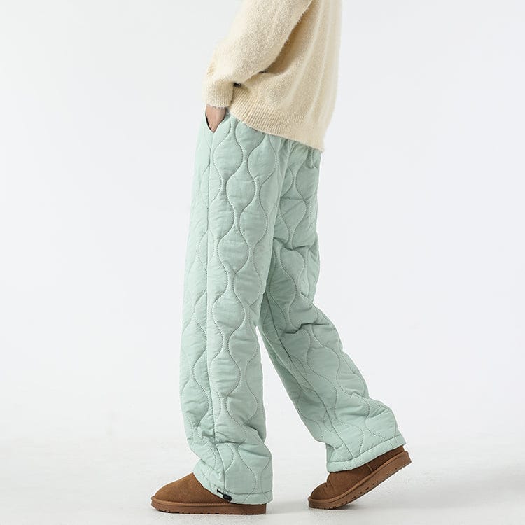Logan Winter Quilted Pants Men – Warm Fleece Lined Pants with Loose Fit & Elastic Waistband