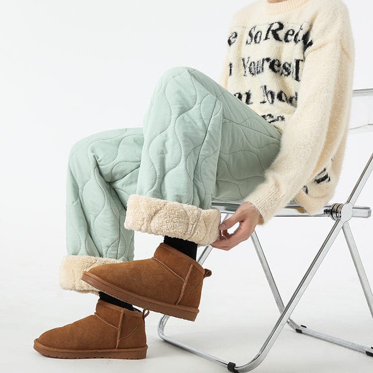 Logan Winter Quilted Pants Men – Warm Fleece Lined Pants with Loose Fit & Elastic Waistband