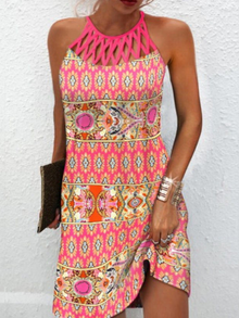 Emily Summer Dress Women – Halter Dress with Tropical Print and Airy Cut for Beach & Brunch
