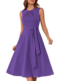 Mary Grace Women's Robe – Sleeveless Round Neck, Midi A-Line Cut & Belt with Pockets
