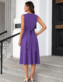 Mary Grace Women's Robe – Sleeveless Round Neck, Midi A-Line Cut & Belt with Pockets