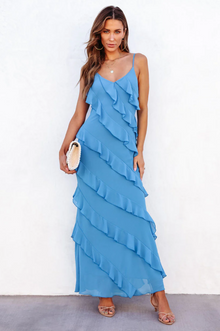 Long Dress Women Ashtine – Light Summer Dress with Ruffles and Tiered Skirt & Beach Look