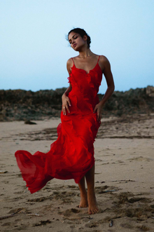 Long Dress Women Ashtine – Light Summer Dress with Ruffles and Tiered Skirt & Beach Look