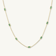 Emerald Baguette Station Necklace
